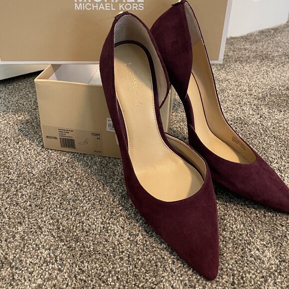 Michael Kors Nathalie Suede Pump - Plum Size 10M - Picture 2 of 8